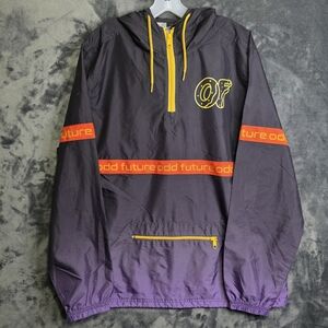 Odd Future Windbreaker Anorak Jacket Men's Size L Hooded Black Purple Yellow